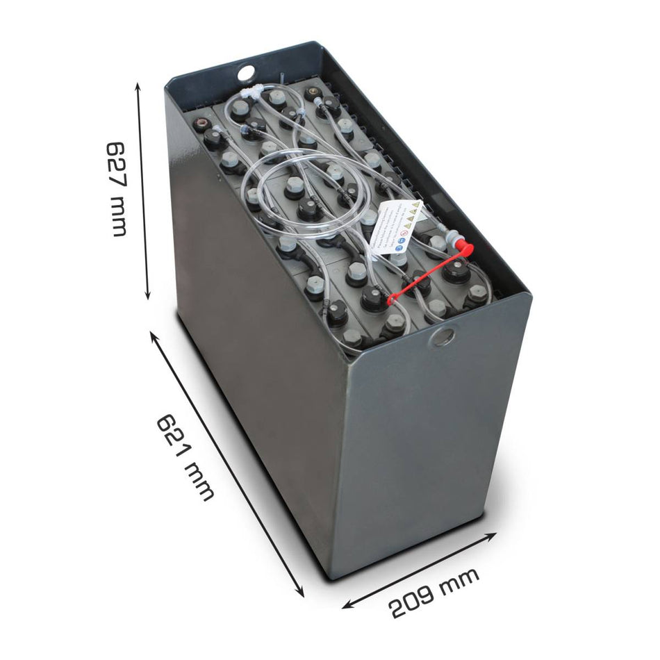 24V Gabelstaplerbatterie 2 PzS 250 Ah DIN B (621 * 209 * 627mm L/B/H) Trog 57014072 inkl. Aquamatik
