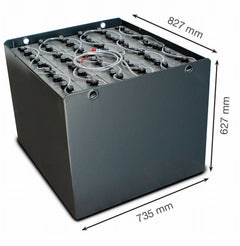 48V Gabelstaplerbatterie 6 PzS 690 Ah DIN A (827 * 735 * 627mm L/B/H) Trog 57017003 inkl. Aquamatik