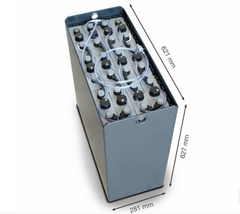 24V Gabelstaplerbatterie 3 PzS 345 Ah DIN B (621 * 281 * 627mm L/B/H) Trog 57014023 inkl. Aquamatik