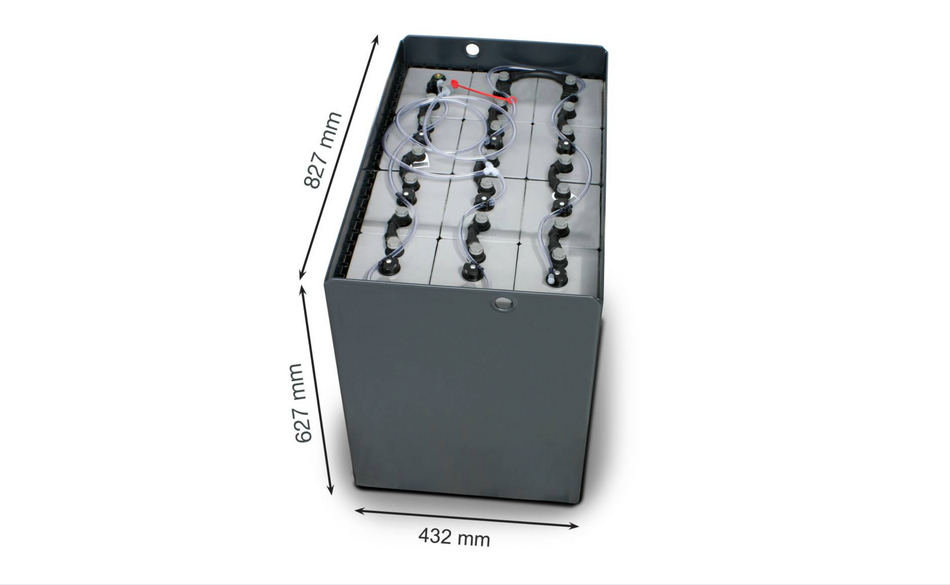 24V Gabelstaplerbatterie 7 PzS 805 Ah DIN A (827 * 432 * 627mm L/B/H) Trog 57014034 inkl. Aquamatik
