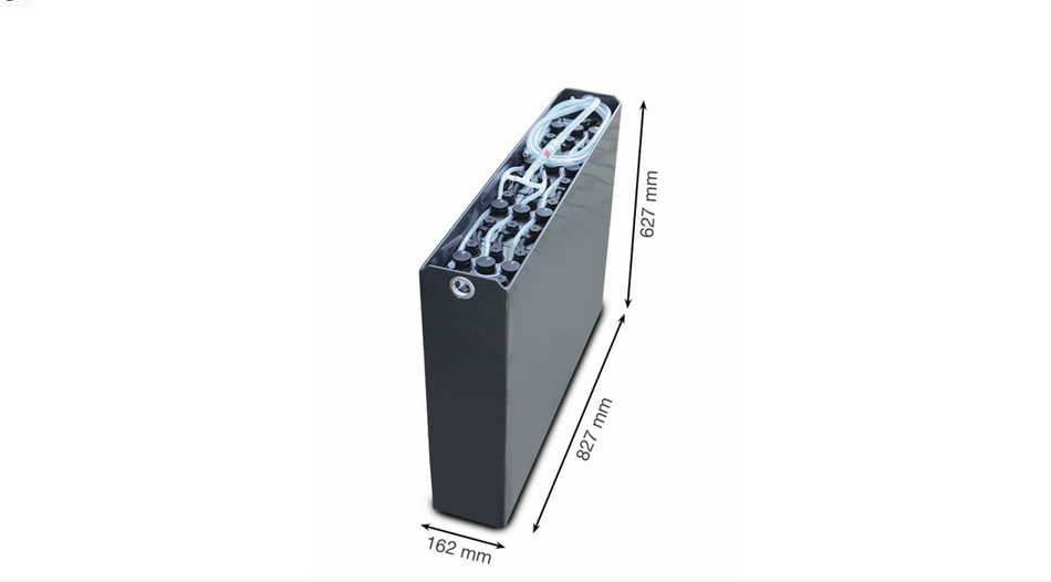 24V Gabelstaplerbatterie 2 PzS 230 Ah DIN A (827 * 162 * 627mm L/B/H) Trog 57014021 inkl. Aquamatik