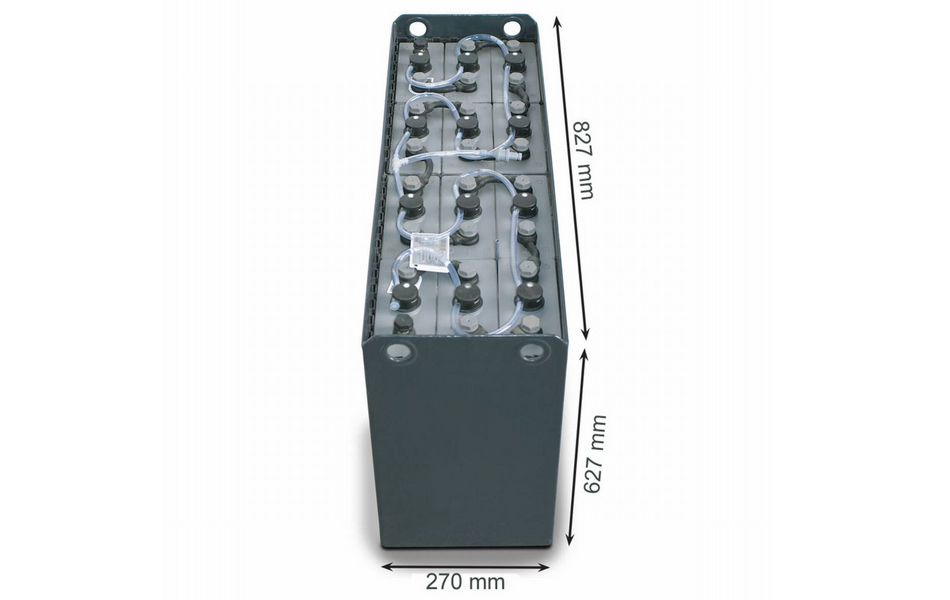 24V Gabelstaplerbatterie 4 PzS 460 Ah DIN A (827 * 270 * 627mm L/B/H) Trog 57014025 inkl. Aquamatik