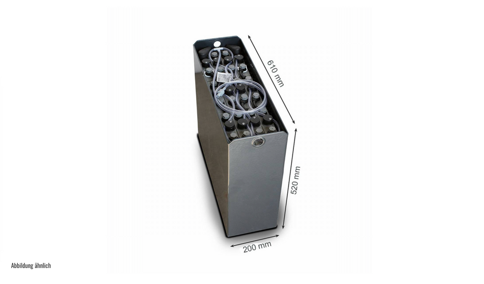 24V Gabelstaplerbatterie 2 PzS 180 Ah (610 * 198 * 520mm L/B/H) Trog 57004144 inkl. Aquamatik