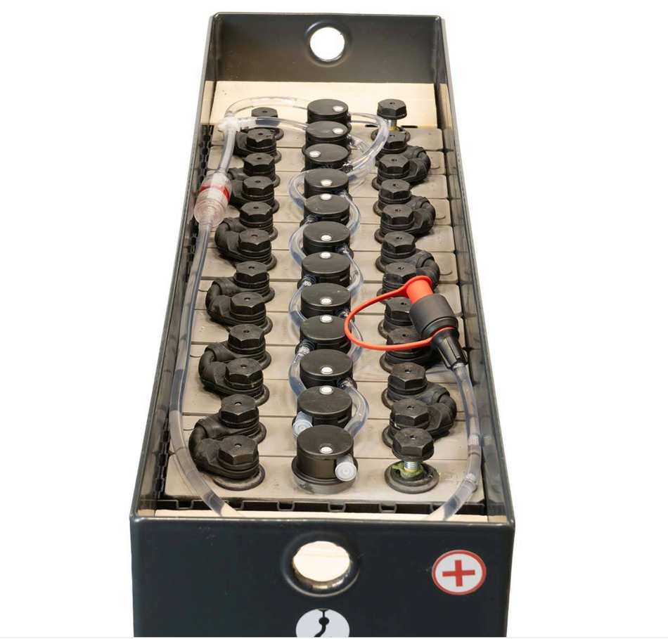24V Gabelstaplerbatterie 2 PzS 160 Ah (810 * 210 * 467mm L/B/H) Trog 57064062 inkl. Aquamatik