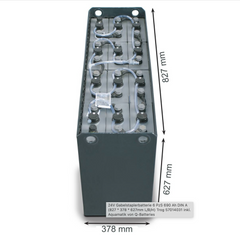 24V Gabelstaplerbatterie 6 PzS 690 Ah DIN A (827 * 378 * 627mm L/B/H) Trog 57014031 inkl. Aquamatik