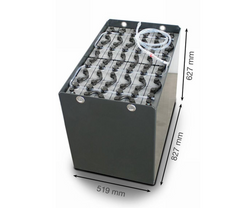 48V Gabelstaplerbatterie 4 PzS 500 Ah DIN A (827 * 519 * 627mm L/B/H) Trog 57017076 inkl. Aquamatik