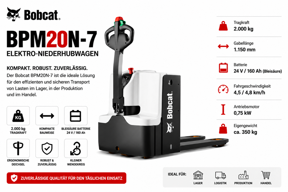 Bobcat Niederhubwagen BPM20N-7, 2000 kg
